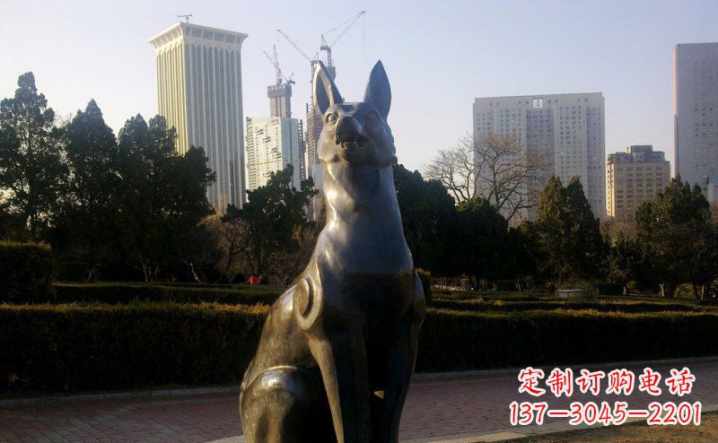 益阳公园狗动物铜雕