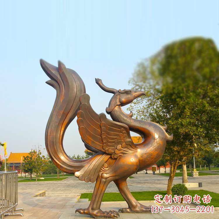 益阳纯铜铸造的四灵之朱雀雕塑