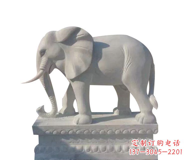 益阳公园汉白玉大象动物石雕