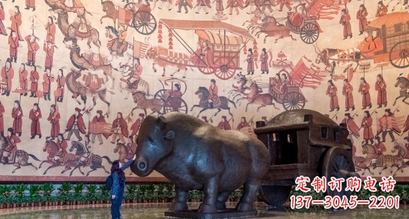 益阳公园河马拉车景观铜雕