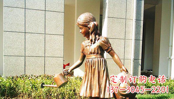 益阳可爱的公园小女孩铜雕