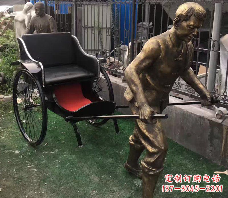 益阳精美铜雕车夫人物雕塑