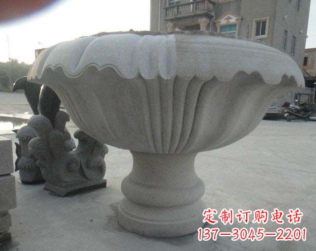 益阳公园景观大理石花盆石雕 (3)