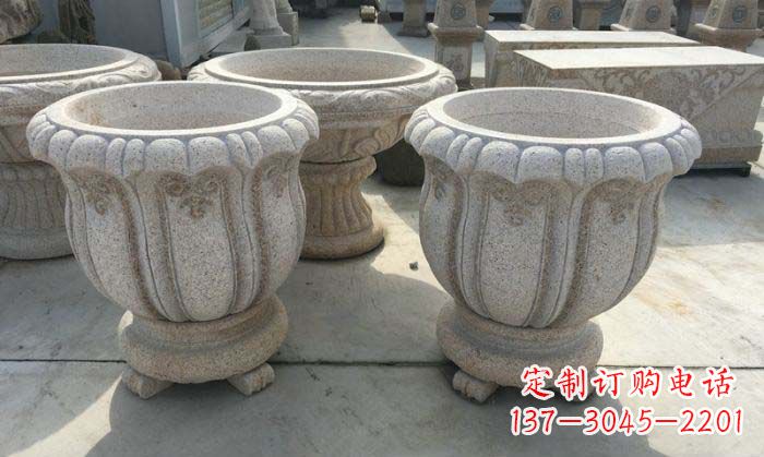 益阳公园景观大理石花盆石雕 (4)