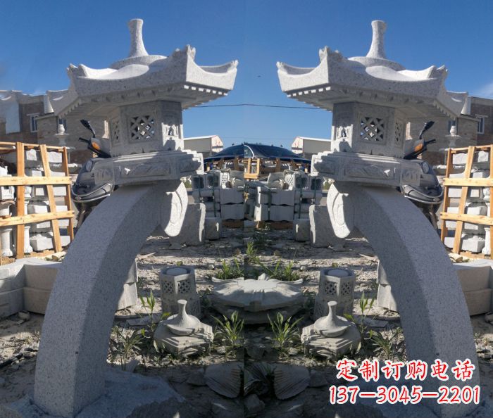 益阳精美大理石镂空石灯雕塑