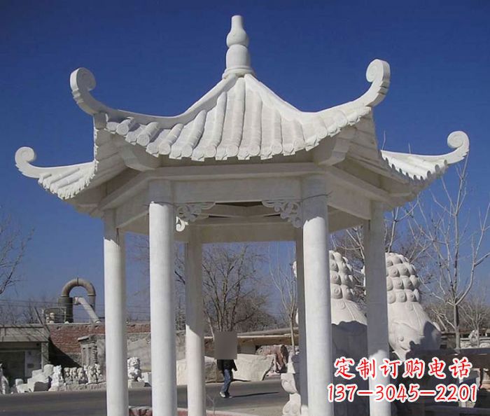 益阳汉白玉凉亭石雕