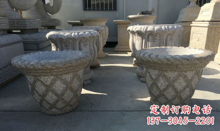 益阳花篮式花盆石雕