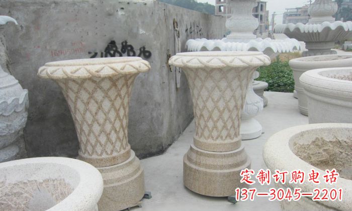 益阳花篮式石雕镂空花盆