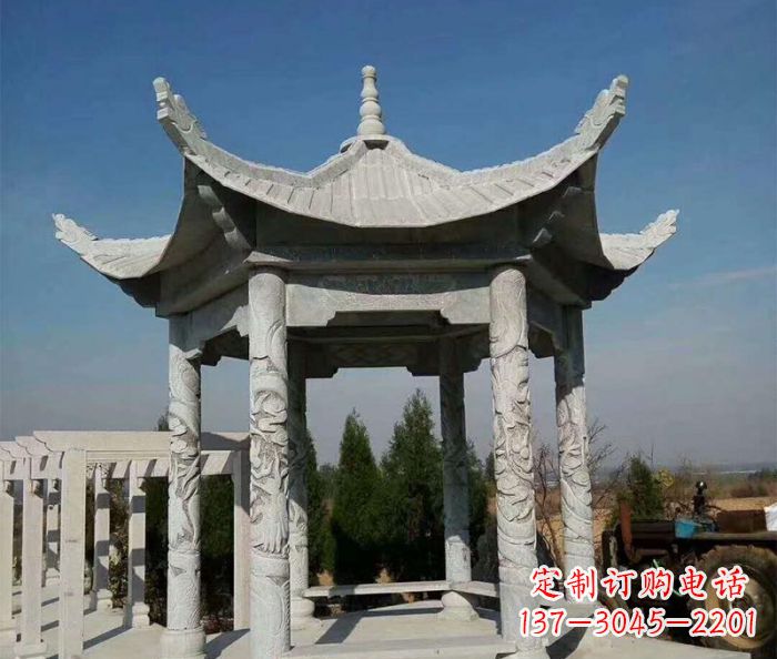益阳六角凉亭石雕精美雕塑