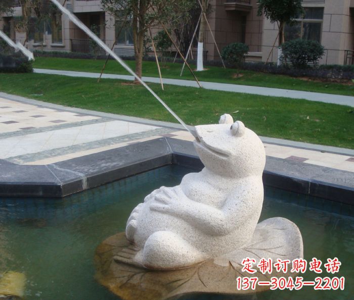 益阳精美青蛙喷泉石雕