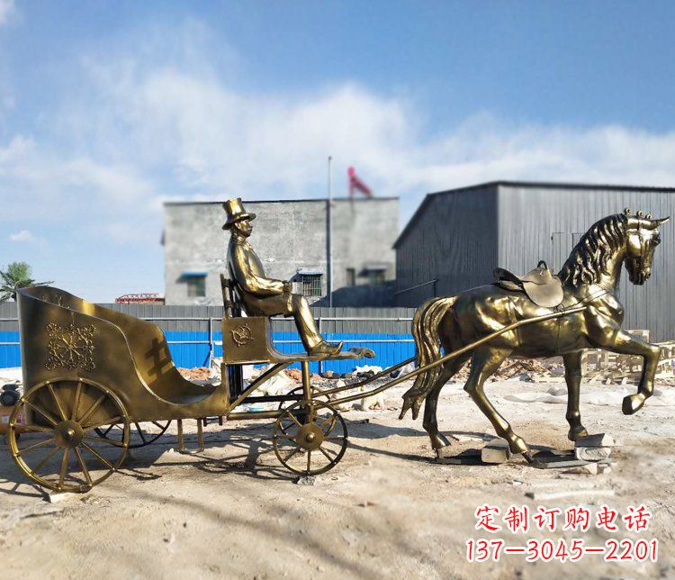 益阳公园景观坐着马车的人物铜雕