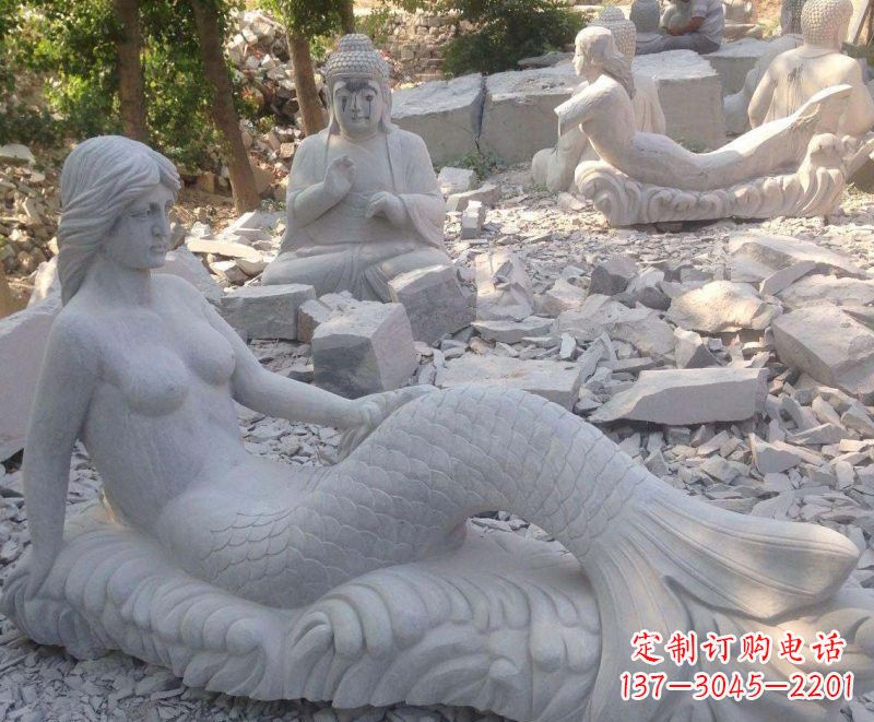 益阳艺术精美美人鱼石雕