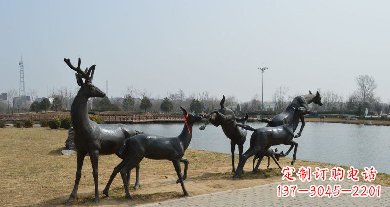 益阳公园鹿动物铜雕 (3)