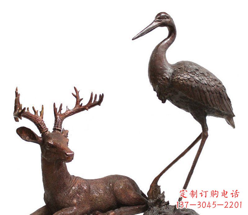益阳公园鹿仙鹤动物铜雕