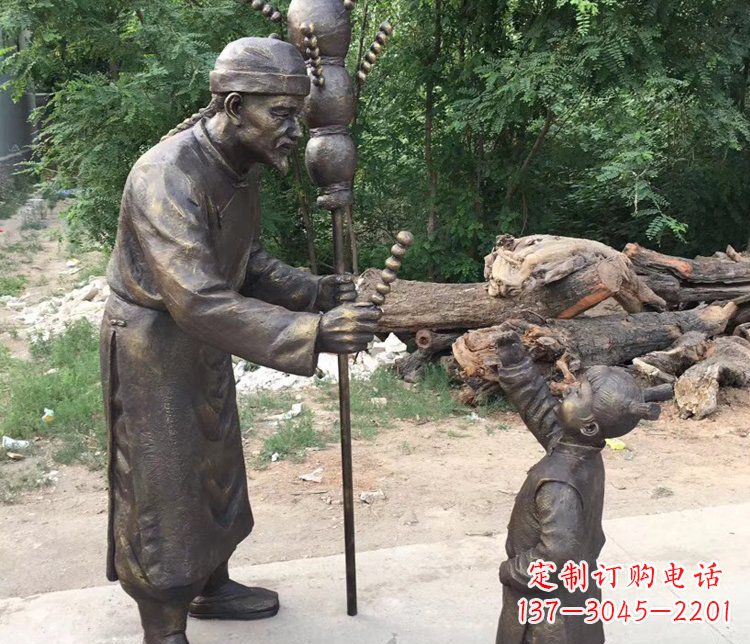 益阳温馨传情,情意绵绵——铜质葫芦雕塑