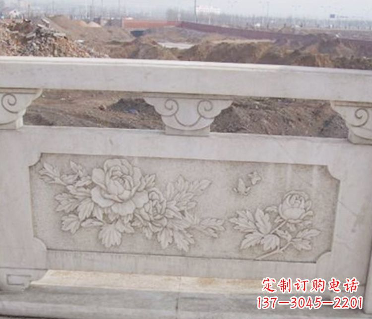 益阳牡丹花浮雕石栏板景观雕塑