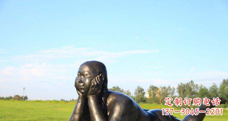 益阳美好时光,萌萌哒胖女孩青铜雕塑