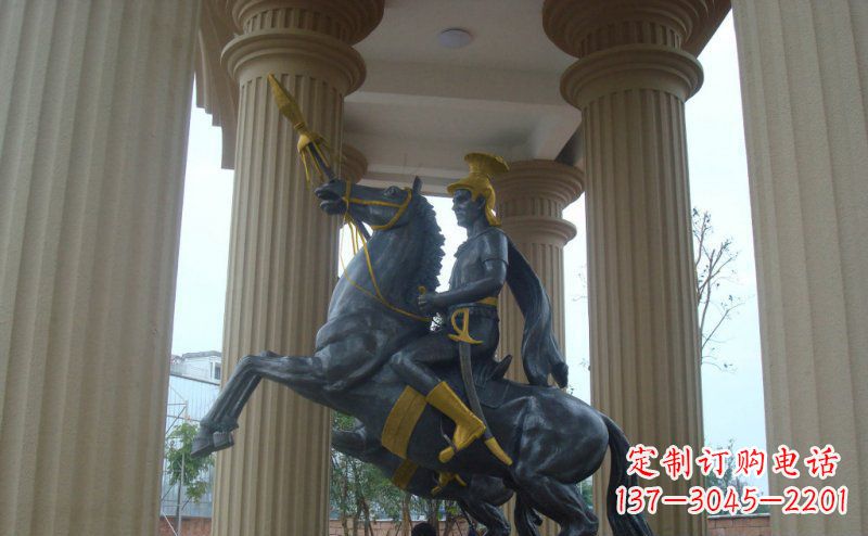 益阳公园骑马的罗马士兵人物铜雕