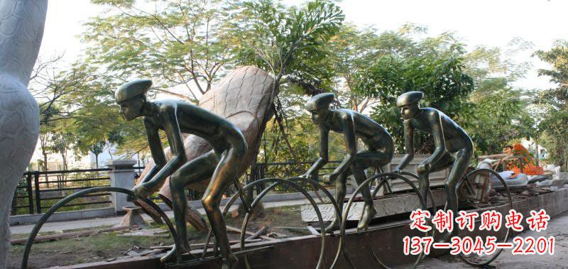 益阳精致铜雕自行车景观雕塑