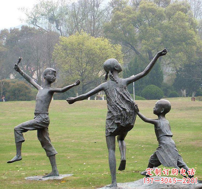 益阳公园人物放风筝的儿童铜雕