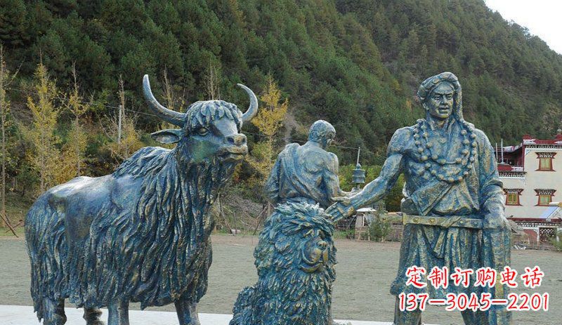 益阳中领雕塑定制牦牛景观铜雕