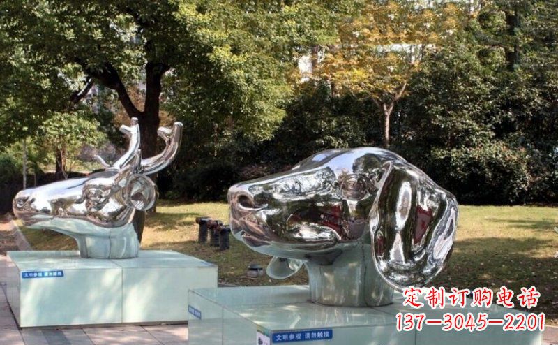 益阳不锈钢十二生肖头像雕塑