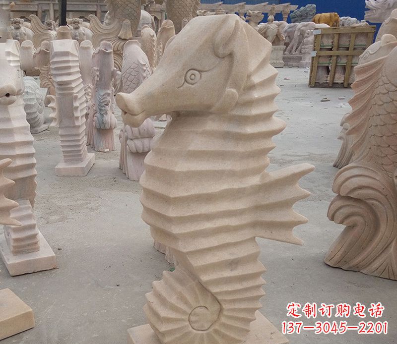 益阳海马石雕塑——精美的艺术美学