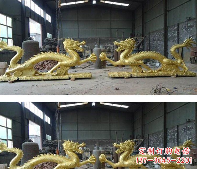 益阳古典传统双龙戏珠铜雕塑