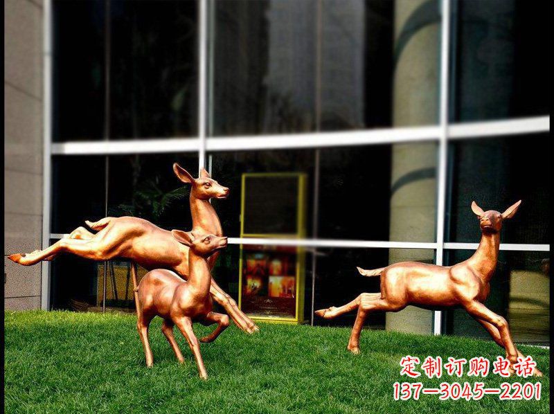 益阳精美青铜动物雕塑——小鹿奔跑