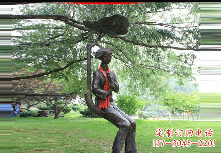 益阳公园铜雕荡秋千美女人物雕塑
