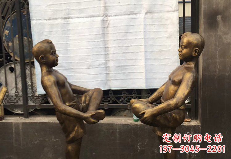 益阳公园铜雕儿童玩游戏人物雕塑
