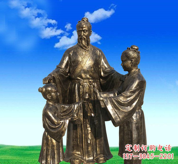 益阳铜雕艺术精美人物雕塑——孔融让梨