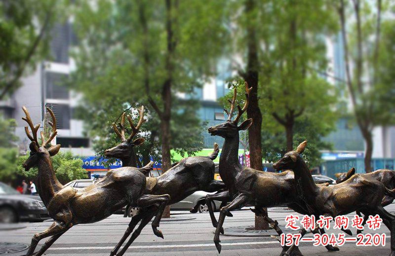 益阳艺术精美的铜雕群鹿动物雕塑