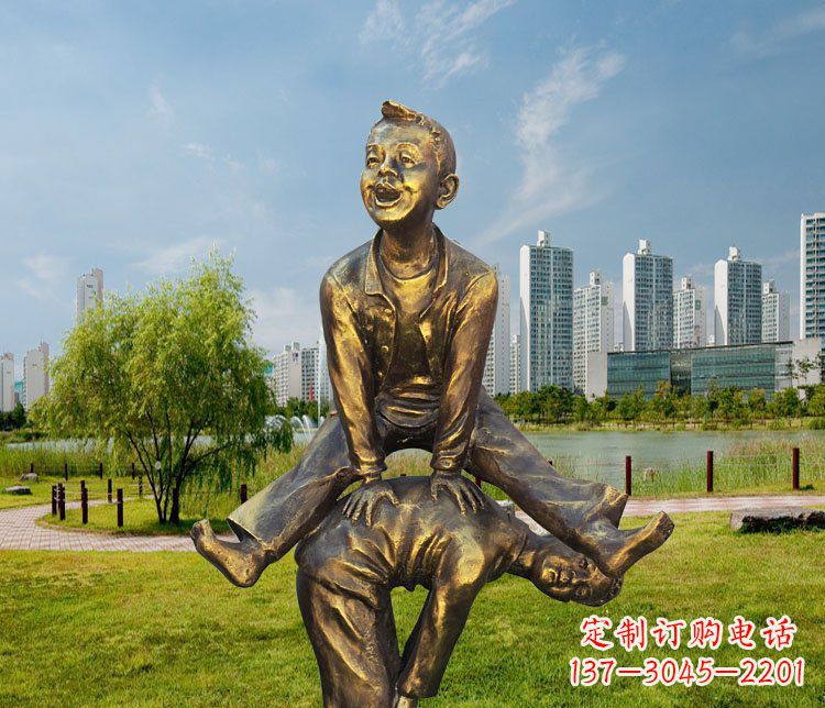 益阳中领雕塑铜质经典跳马蹲人雕塑