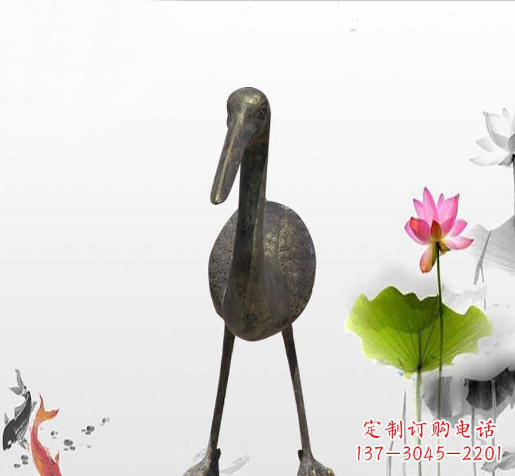 益阳公园铜雕仙鹤动物雕塑