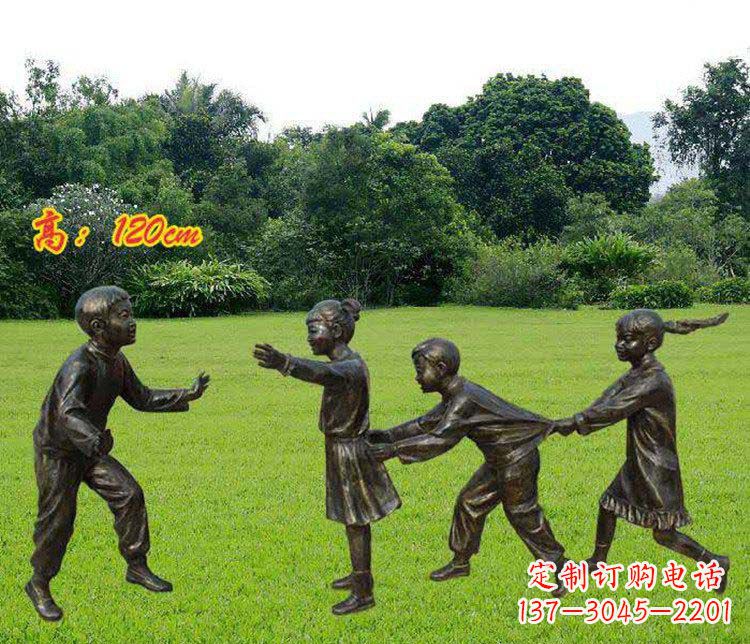 益阳公园玩老鹰捉小鸡的儿童小品铜雕 (2)