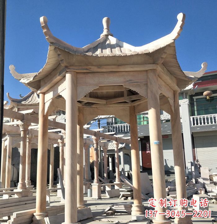 益阳公园晚霞红凉亭雕塑