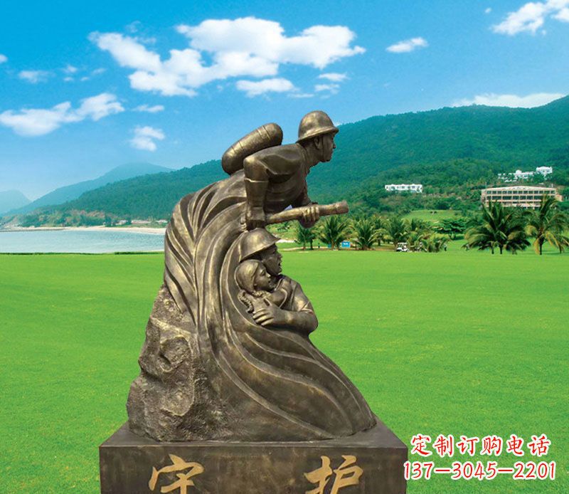 益阳弘扬消防文化的消防员雕塑