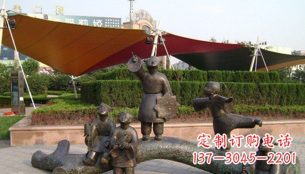 益阳装饰性的小孩放风筝铜雕