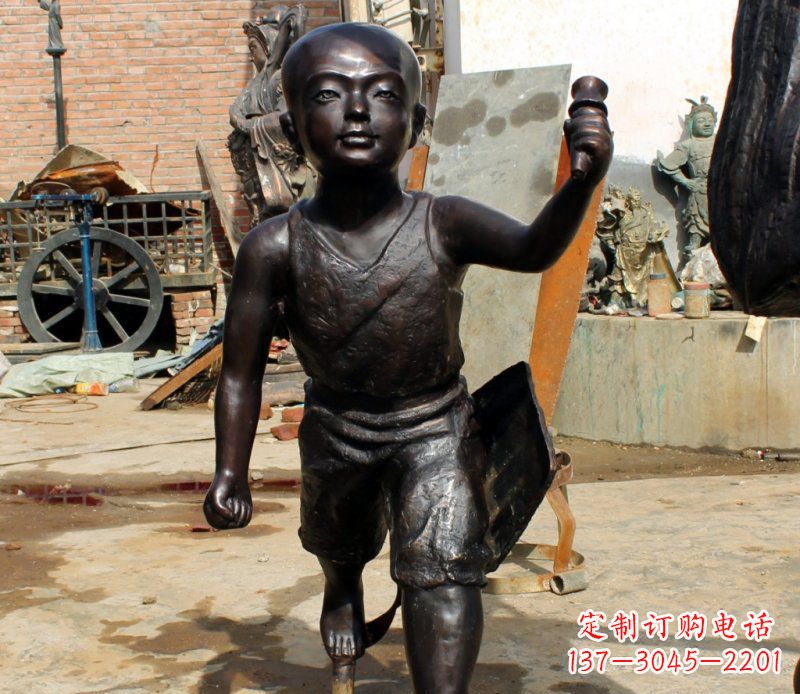 益阳公园小孩小品铜雕 (2)