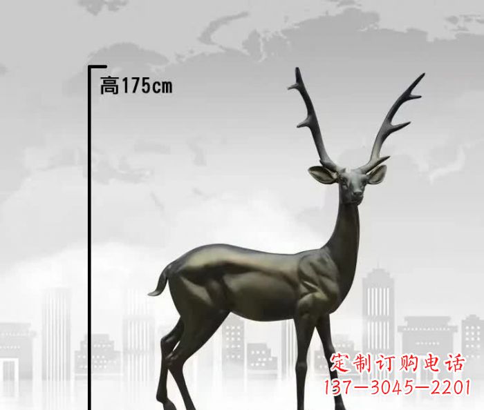 益阳精致优雅的铜制公园小鹿雕塑
