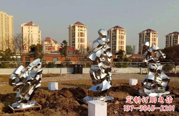 益阳定制公园小区不锈钢太湖石雕塑