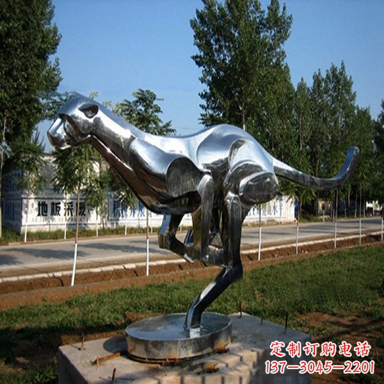益阳公园园林动物动物袋鼠拉丝不锈钢雕塑