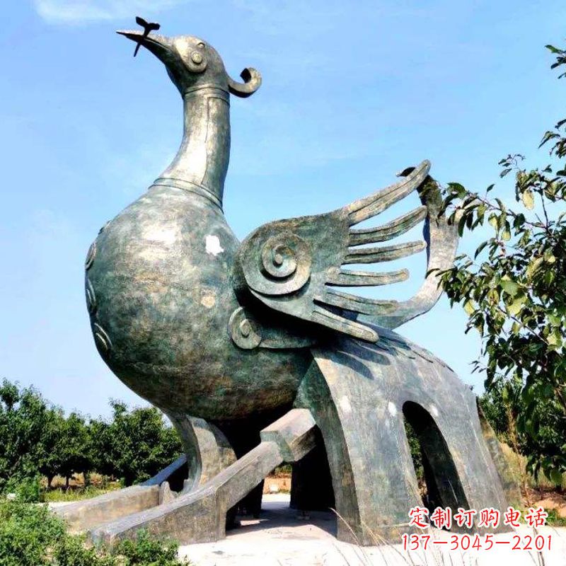 益阳公园园林朱雀铜雕景观雕塑