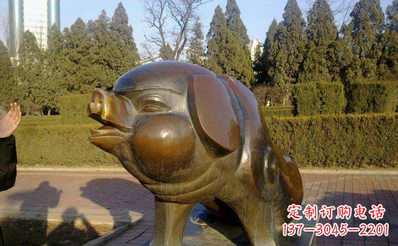 益阳定制公园猪铜雕