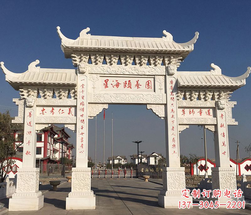 益阳古典牌坊浮雕柱子