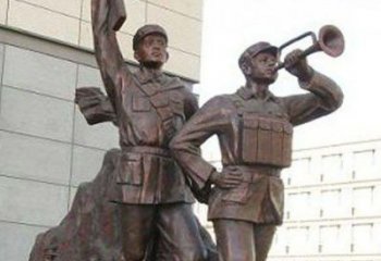 益阳革命精神熠熠冲锋号铜雕