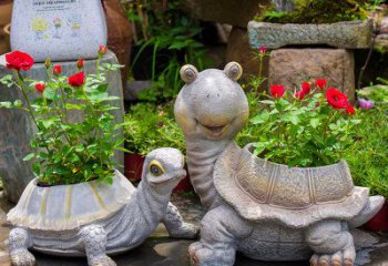益阳铸铁乌龟花盆雕塑