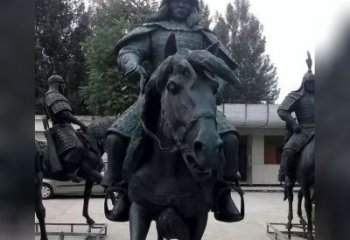 益阳英姿飒爽古代将军骑马铜雕