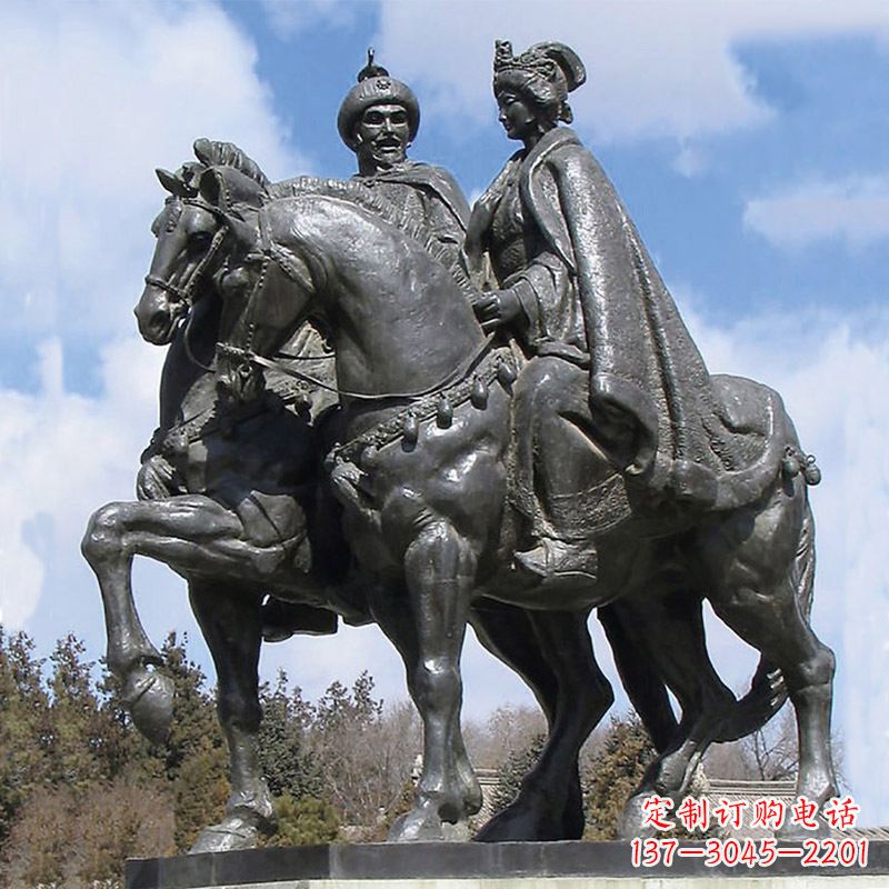 益阳古代人物单于王昭君骑马雕塑